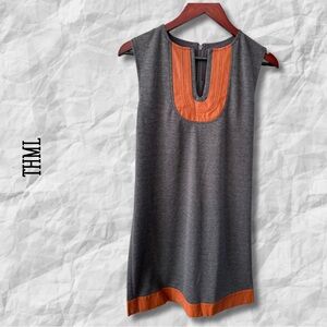 {THML} Charcoal and Tangerine Tunic Top